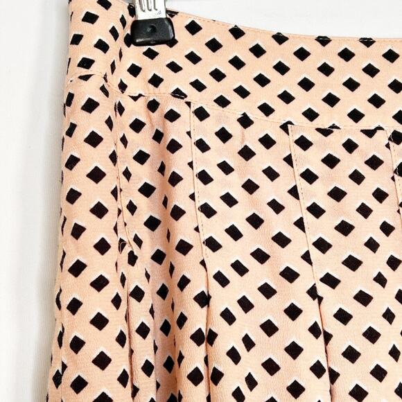Talbots Pink Black Geometric Pleated A-Line Skirt - Picture 3 of 8